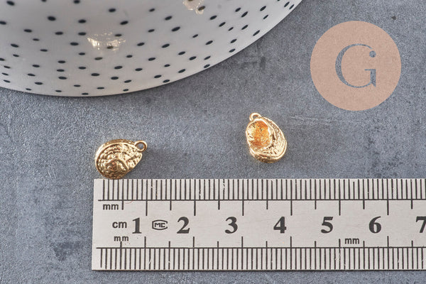 Pendentif coquillage doré 18K,coquillage doré,dorure 18k,coquillage or, 11.5mm x2 (G0160)