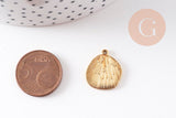 Pendentif coquillage feuille acier 304 doré inoxydable 18mm, x1 (G11005)