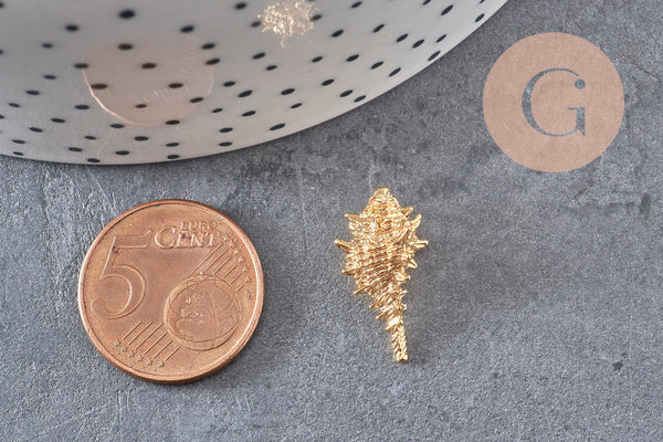 Pendentif coquillage laiton doré 18K 20mm, x1 (G3726)