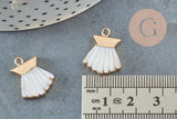 Pendentif coquillage nacre blanche naturelle doré 18mm, x1 (G0643)