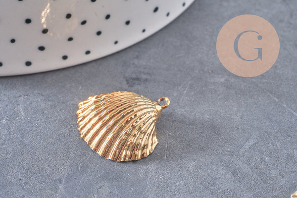 Pendentif coquillage naturel coque doré, fourniture créative, pendentif doré, création bijoux, coquillage bijou,coquillage or,21-25mm-G1342