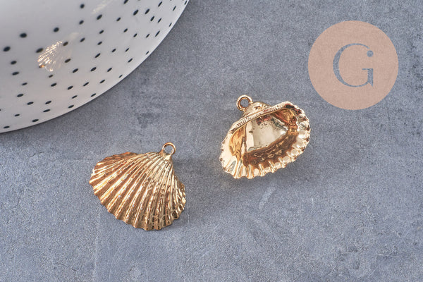 Pendentif coquillage naturel coque doré, fourniture créative, pendentif doré, création bijoux, coquillage bijou,coquillage or,21-25mm-G1342