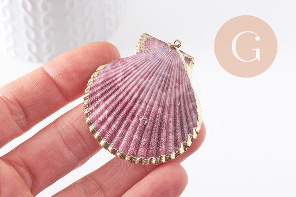 Pendentif coquillage naturel coque doré, pendentif doré, coquillage bijou,coquillage or,50mm x1 (G0933)