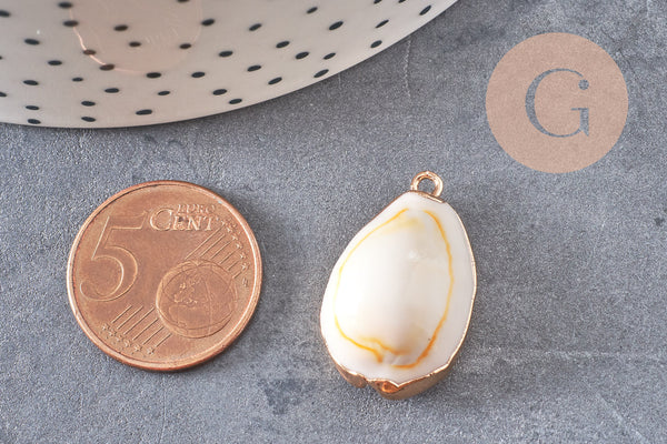 Pendentif coquillage naturel doré, pendentif doré, coquillage Conch bijou, coquillage naturel, 23mm, x1 G0890