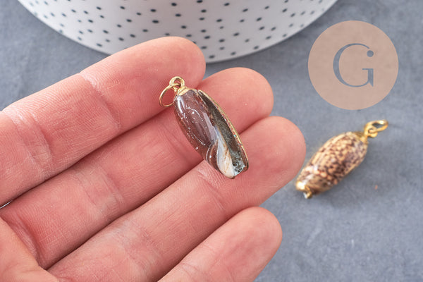 Pendentif coquillage naturel spirale doré, fourniture créative, doré, création bijoux, coquillage bijou,coquillage or,21-31mm G5131