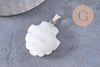 Pendentif coquillage pierre naturelle et de synthèse laiton platine 22-25mm, x1 (G10344)