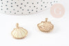 Pendentif coquillage zamac doré jaune clair 24.5mm, pendentif coquillage pour création bijoux, x2 (G2738)