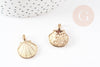 Pendentif coquillage zamac doré jaune clair 24.5mm, pendentif coquillage pour création bijoux, x2 (G2738)