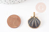 Pendentif coquillage zamac doré noir 24.5mm, pendentif coquillage pour création bijoux x2 G2737