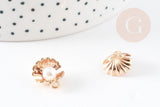 Pendentif coquillage zamac doré perle 15mm, x2 (G0755)