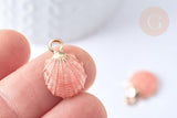 Pendentif coquillage zamac doré rose 19mm, x2 (G2470)
