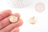 Pendentif coquillage zamacdoré rose beige 24.5mm, pendentif coquillage pour création bijoux, x2 G0223