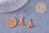 Pendentif corail émaillé orange, bleu ou blanc zamac doré 20mm x2 (G10638)