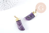 Pendentif corne améthyste naturel 37mm,pendentif pierre naturelle création bijoux, x1 (G8283)