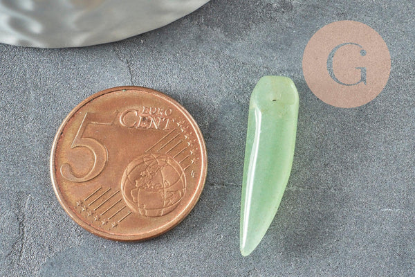 Pendentif corne aventurine, creation bijou, pendentif bijou pierre,pierre naturelle, aventurine naturel, pendentif collier, 21mm, x1 (G2753)