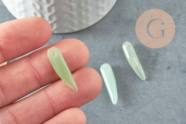 Pendentif corne aventurine, creation bijou, pendentif bijou pierre,pierre naturelle, aventurine naturel, pendentif collier, 21mm, x1 (G2753)