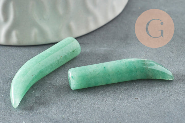 Pendentif corne aventurine, creation bijou pierre pendentif pierre,pierre naturelle, aventurine naturel, pierre non percée,38mm, x1 (G2904)