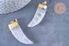 Pendentif corne cristal de roche 49mm,pendentif bijoux, pendentif quartz naturel, pendentif pierre, x1 (G6651)