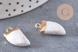 Pendentif corne howlite blanche, pendentif bijoux,howlite naturelle, pendentif howlite,21mm x1 (G2016)