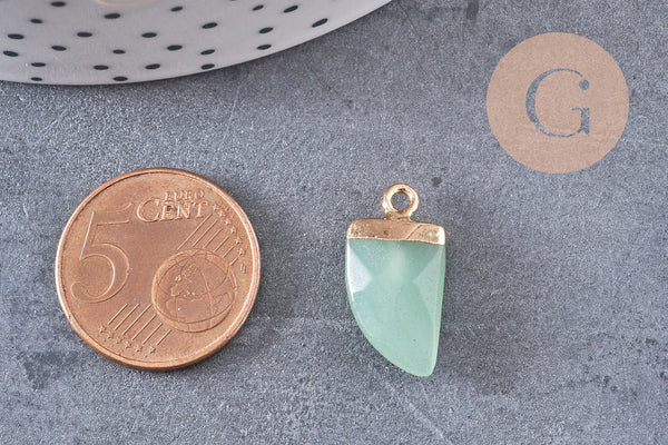 Pendentif corne jade vert,jade vert,pendentif bijoux, jade naturelle,21mm, x1 (G1281)