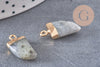 Pendentif corne labradorite naturelle laiton doré 21mm, x1 (G0555)