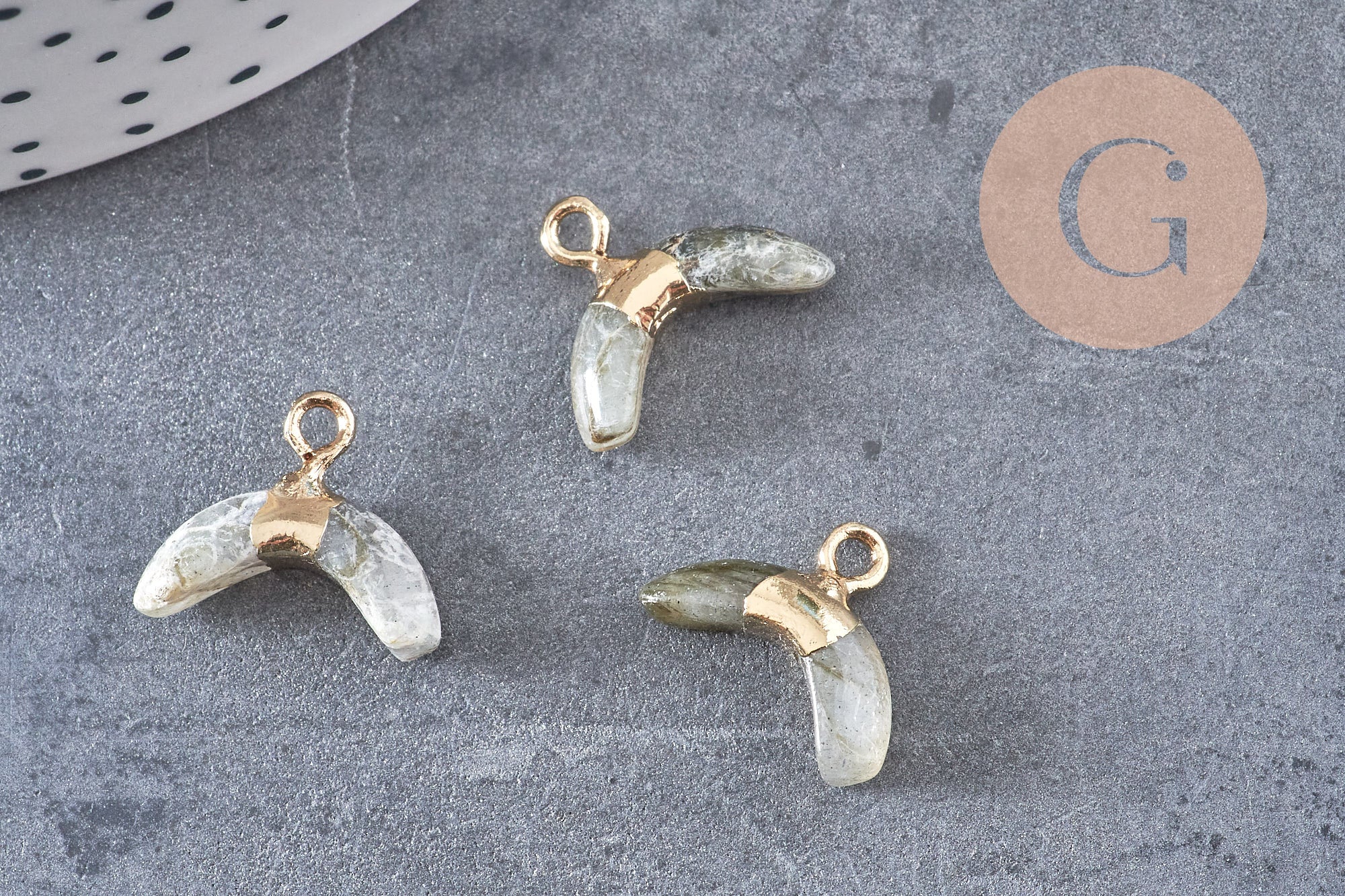 Pendentif corne labradorite,pendentif bijoux,lune labradorite,labradorite naturelle,21mm x1 (G0927)