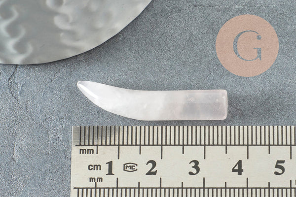 Pendentif corne quartz rose,creation bijou pietre, pendentif pierre,pierre naturelle,quartz rose naturel, pierre non percée,38mm, x1 (G2903)