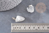 Pendentif cristal de roche roulé acier platine, pendentif pierre acier inoxydable, bijou pendentif pierre naturelle,15-35mm, x1 G4044