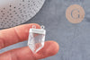 Pendentif cristal hexagone argenté,pendentif bijoux,pendentif pierre,quartz transparent ,28mm x1 (G3278)