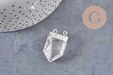 Pendentif cristal hexagone argenté,pendentif bijoux,pendentif pierre,quartz transparent ,28mm x1 (G3278)