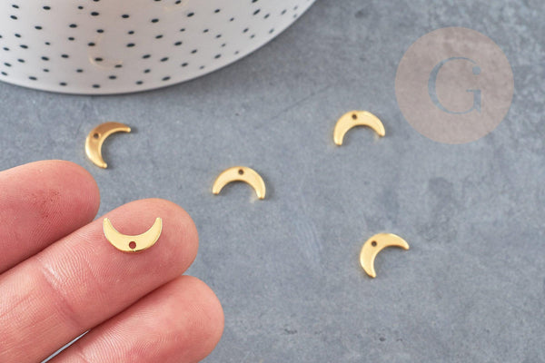 Pendentif croissant de lune acier 304 inoxydable doré 11mm,x10 (G6154)