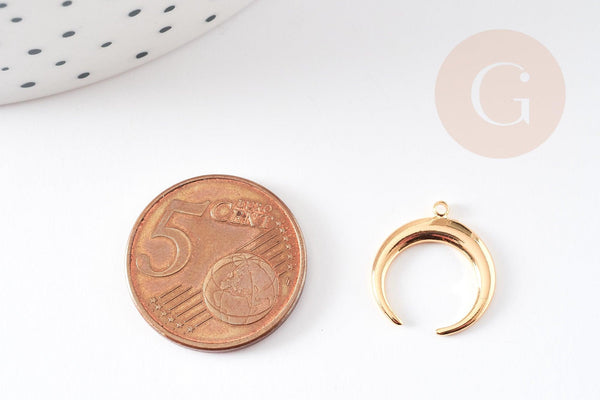 Pendentif croissant lune laiton doré 18k,perle lune,fourniture dorée,Pendentif lune doré,laiton doré,16mm, x1 G3704