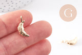 Pendentif croissant viennoiserie laiton doré 18k 19.9mm, x1 (G10219)