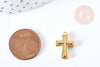 Pendentif croix acier 304 doré inoxydable 18mm, x1 (G8714)