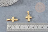 Pendentif croix acier 304 doré inoxydable 19mm,breloque acier inoxydable doré pour création bijoux religion, x1 G2894