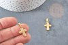 Pendentif croix acier 304 doré inoxydable 19mm,breloque acier inoxydable doré pour création bijoux religion, x1 G2894