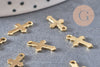 Pendentif croix acier 304 inoxydable doré 12mm, x10 (G4085)