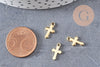 Pendentif croix acier 304 inoxydable doré 12mm, x10 (G4085)