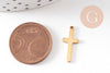 Pendentif croix acier doré inoxydable 19mm, un bijou en acier hypoallergénique sans libération de nickel,x 5 G6060
