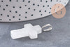 Pendentif croix cristal de roche acier inoxydable 29mm,pendentif pierre, support argent, création bijoux,quartz naturel, x1 (G5842)