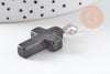 Pendentif croix jade naturel noir acier inoxydable 29mm,pendentif pierre, support argent, création bijoux,jade naturel,l x1 (G5704)