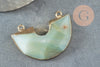 Pendentif demi-cercle amazonite fer doré 41mm, pendentif pierre amazonite naturelle, x1 G0585