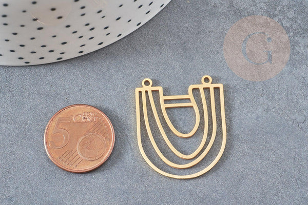 Pendentif demi-cercle géométrique acier 201 inoxydable doré 18K 23.5mm,création bijoux sans nickel, x1 G6125