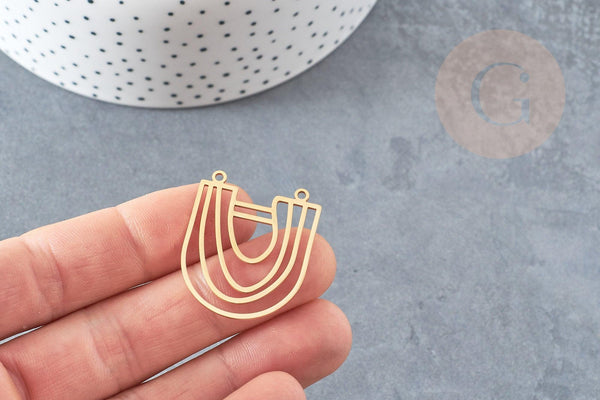 Pendentif demi-cercle géométrique acier 201 inoxydable doré 18K 23.5mm,création bijoux sans nickel, x1 G6125