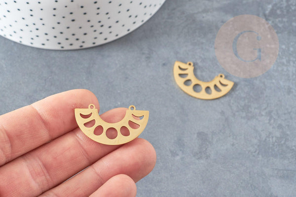 Pendentif demi-cercle géométrique acier 201 inoxydable dore 32mm ,breloque acier inoxydable doré pour création bijoux, x1 G5731