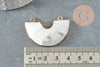 Pendentif demi-cercle howlite naturel fer doré 41mm,pendentif bijoux pierrenaturelle, création bijoux, x1 G1388