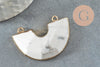 Pendentif demi-cercle howlite naturel fer doré 41mm,pendentif bijoux pierrenaturelle, création bijoux, x1 G1388