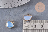 Pendentif demi-cercle jade bleu 13.5mm, pendentif bijoux, pendentif pierre, x1 (G0767)