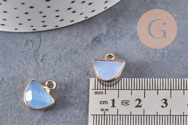 Pendentif demi-cercle jade bleu 13.5mm, pendentif bijoux, pendentif pierre, x1 (G0767)