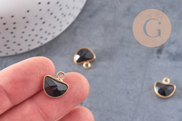 Pendentif demi-cercle jade noir, pendentif bijoux, pendentif pierre,jade naturel,pendentif pierre, pendentif,13.5mm, x1, G0842